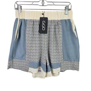 Womens Gigo Patchwork Casual Shorts Elastic Waist Polyester Blend Stretch Size M